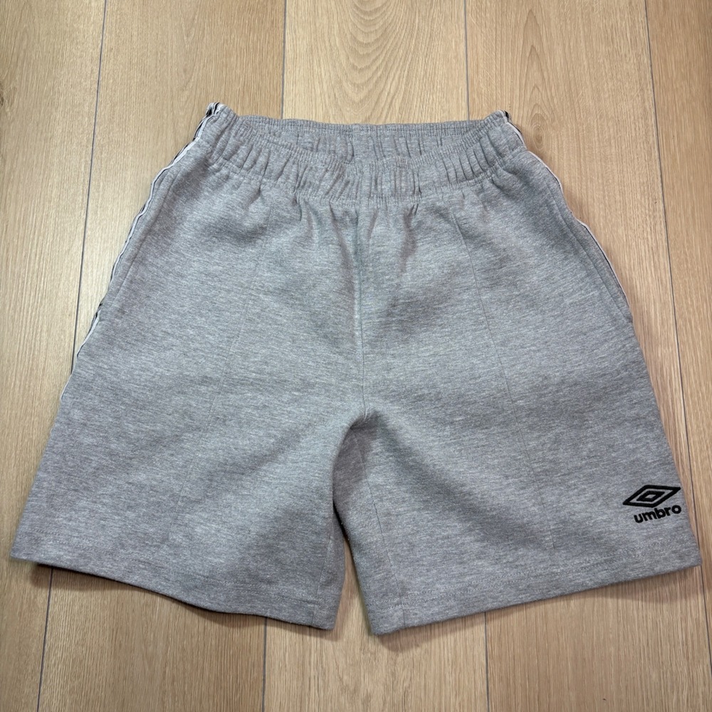 Umbro Premier Mens Gray Athletic Sweat Shorts Side Logo Tape Soccer Gym Small